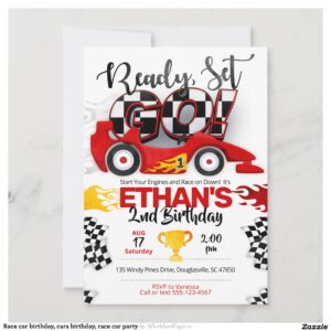 Race car birthday, cars birthday, race car party invitation