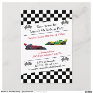 Race Car Birthday Party - 3x5 Invitation