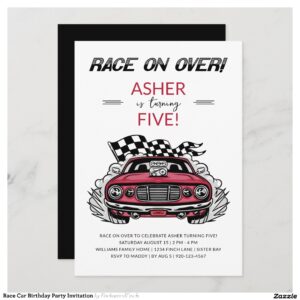 Race Car Birthday Party Invitation