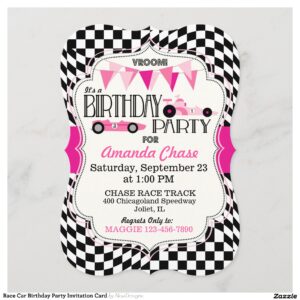 Race Car Birthday Party Invitation Card
