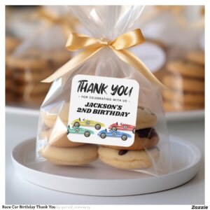 Race Car Birthday Thank You Square Sticker