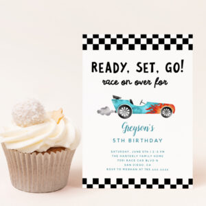 Race Car Boy Birthday Party  Invitation