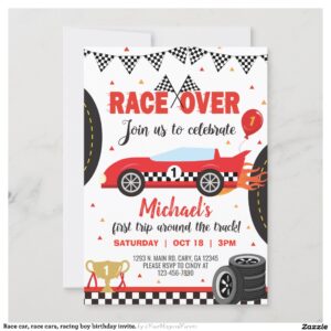 Race car, race cars, racing boy birthday invite. invitation