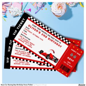 Race Car Racing Boy Birthday Party Ticket  Invitation