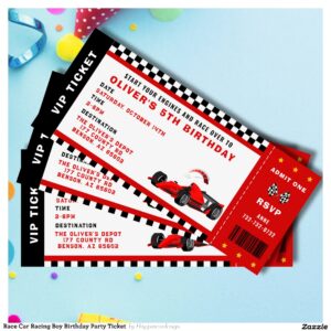 Race Car Racing Boy Birthday Party Ticket  Invitation