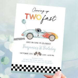 Race Car Second Birthday Invitation