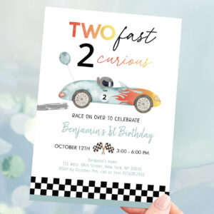 Race Car Second Birthday Invitation