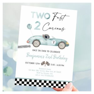 Race Car Second Birthday Invitation