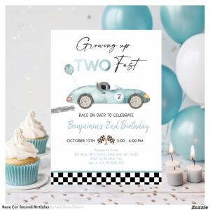 Race Car Second Birthday Invitation