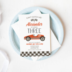 Race Car Third Birthday Invitation