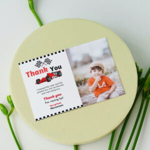 Race car two fast  birthday party thank you card