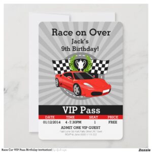 Race Car VIP Pass Birthday invitation! Invitation