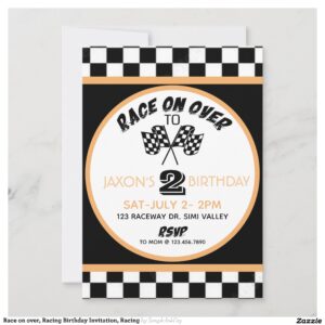 Race on over, Racing Birthday Invitation, Racing Invitation