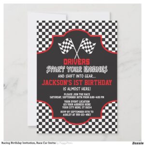 Racing Birthday Invitation, Race Car Invite