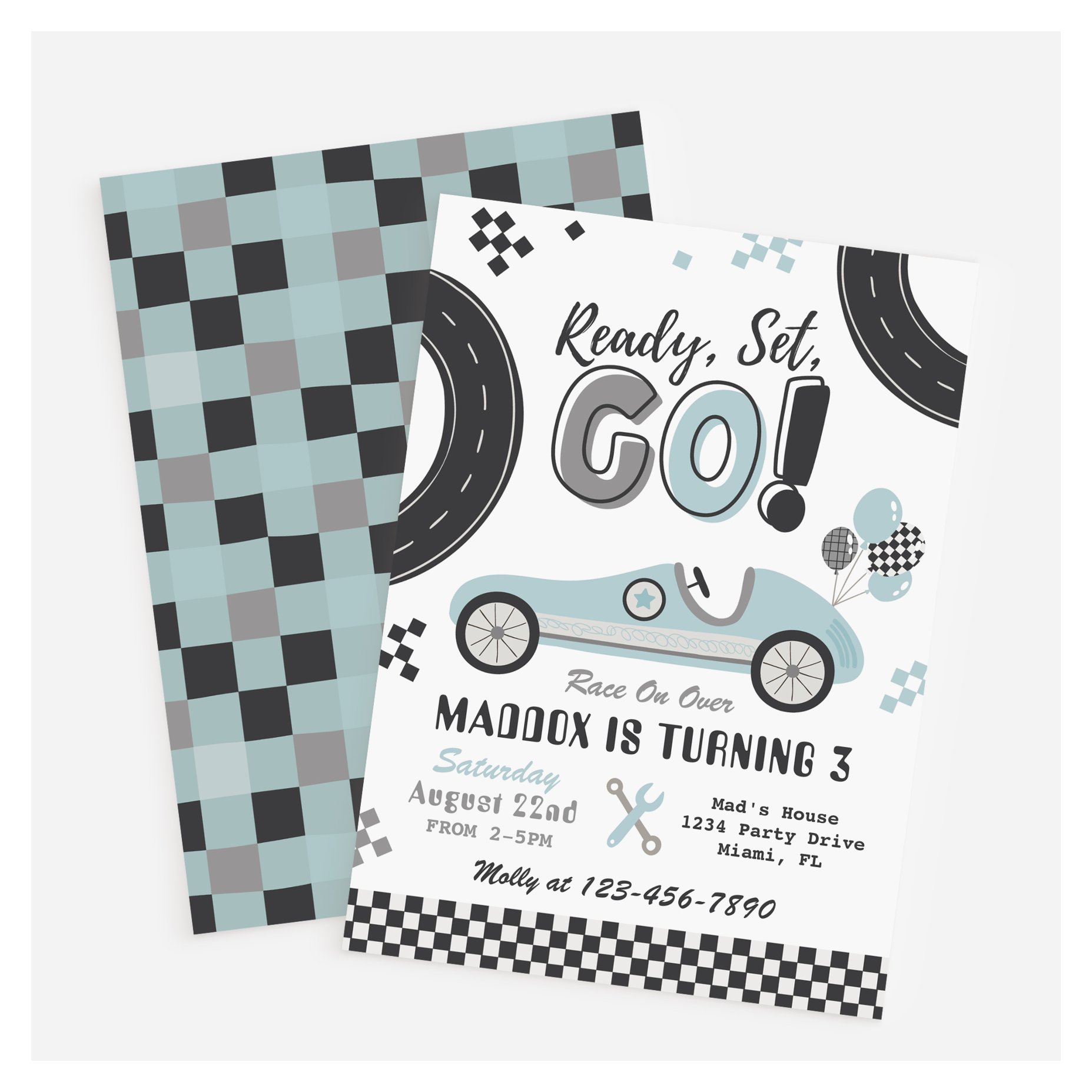 Racing Birthday Invitation   Vintage Racing