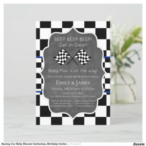 Racing Car Baby Shower Invitation, Birthday Invita Invitation