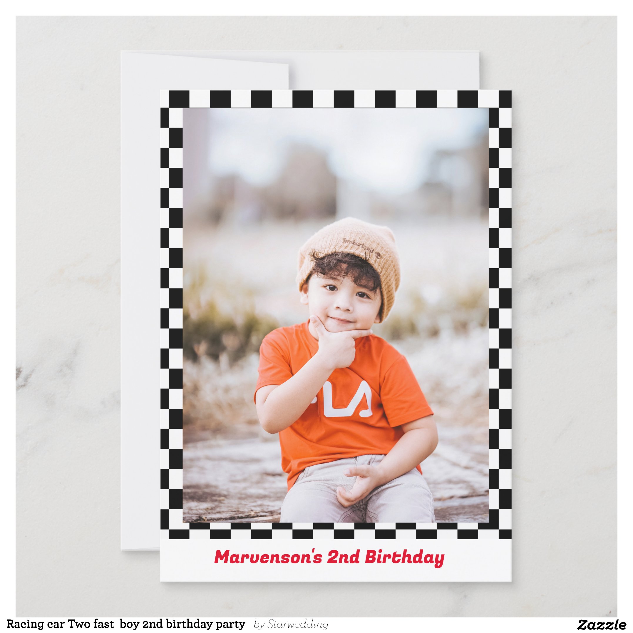Racing car Two fast  boy 2nd birthday party   Invitation