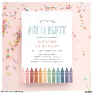 Rainbow Art Craft Birthday Invitation