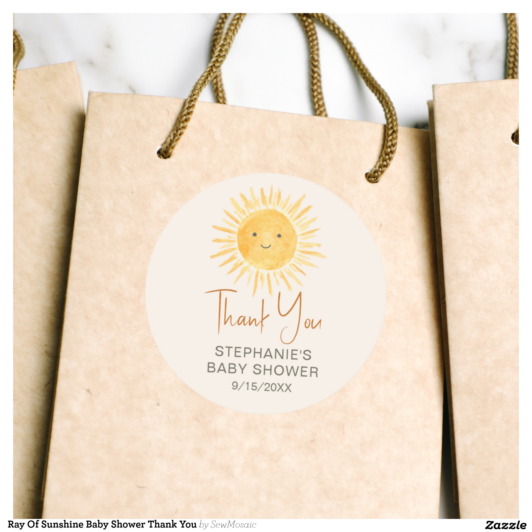 Ray Of Sunshine Baby Shower Thank You Classic Round Sticker