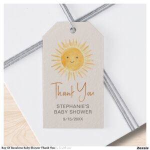 Ray Of Sunshine Baby Shower Thank You Gift Tags