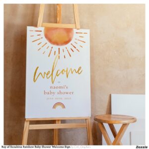 Ray of Sunshine Rainbow Baby Shower Welcome Sign
