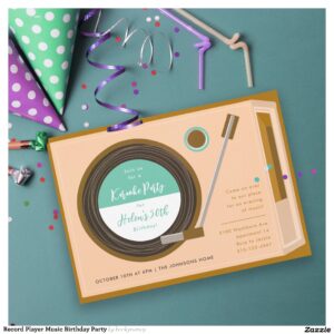 Record Player Music Birthday Party Invitation