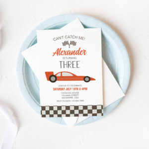 Red Race Car Third Birthday Invitation
