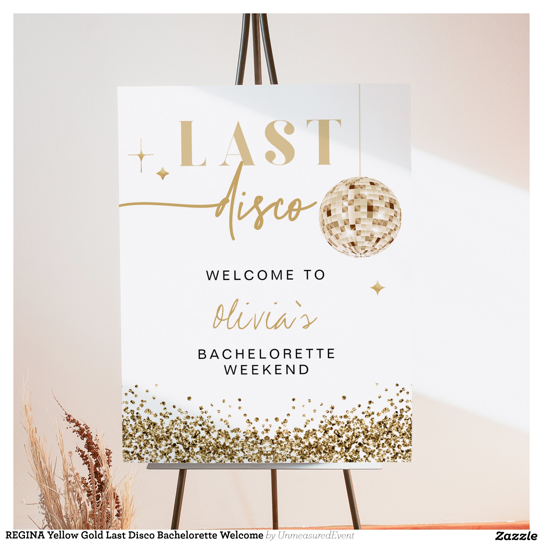 REGINA Yellow Gold Last Disco Bachelorette Welcome Foam Board