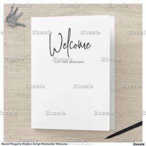 Rental Property Modern Script Minimalist Welcome Pocket Folder