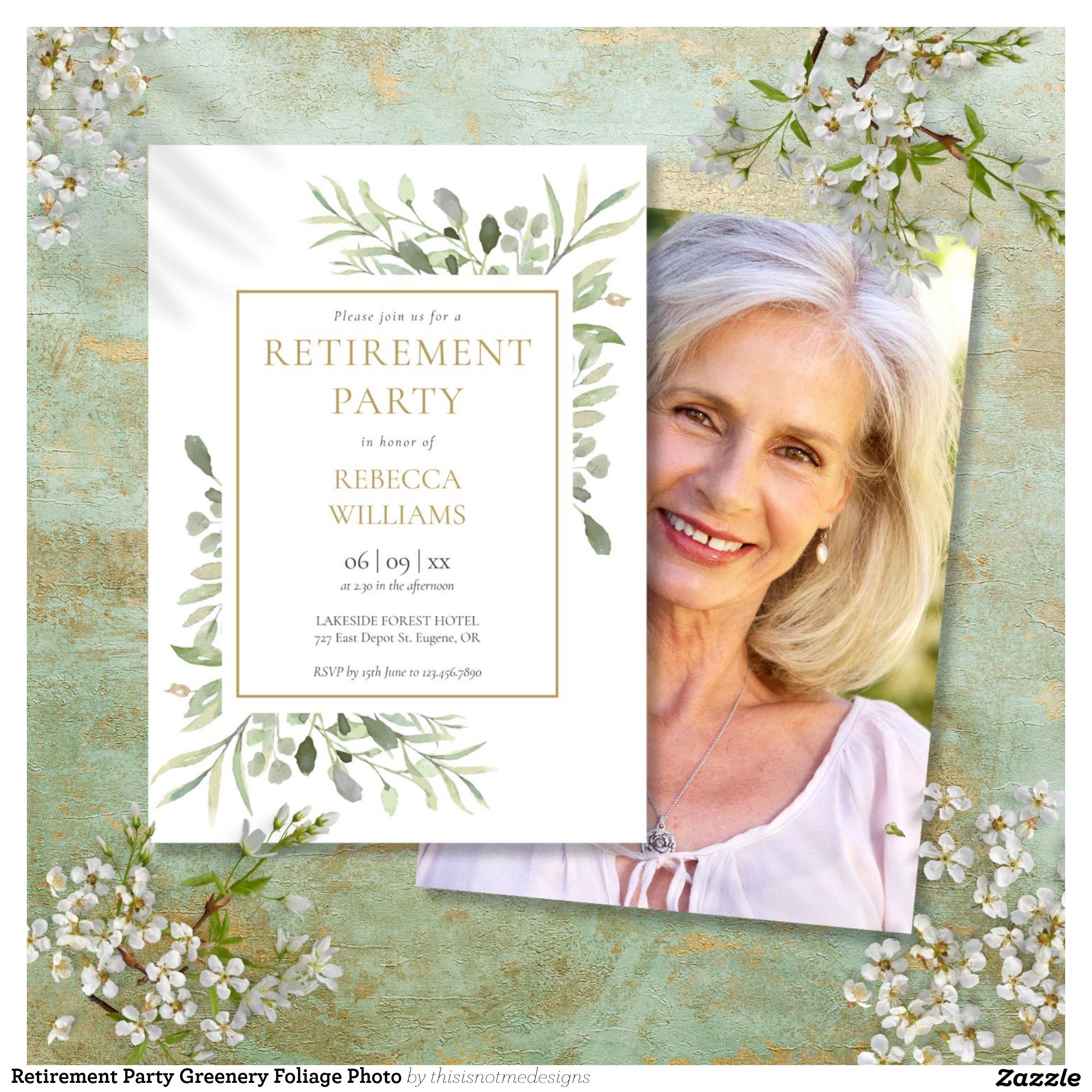 Retirement Party Greenery Foliage Photo Invitation