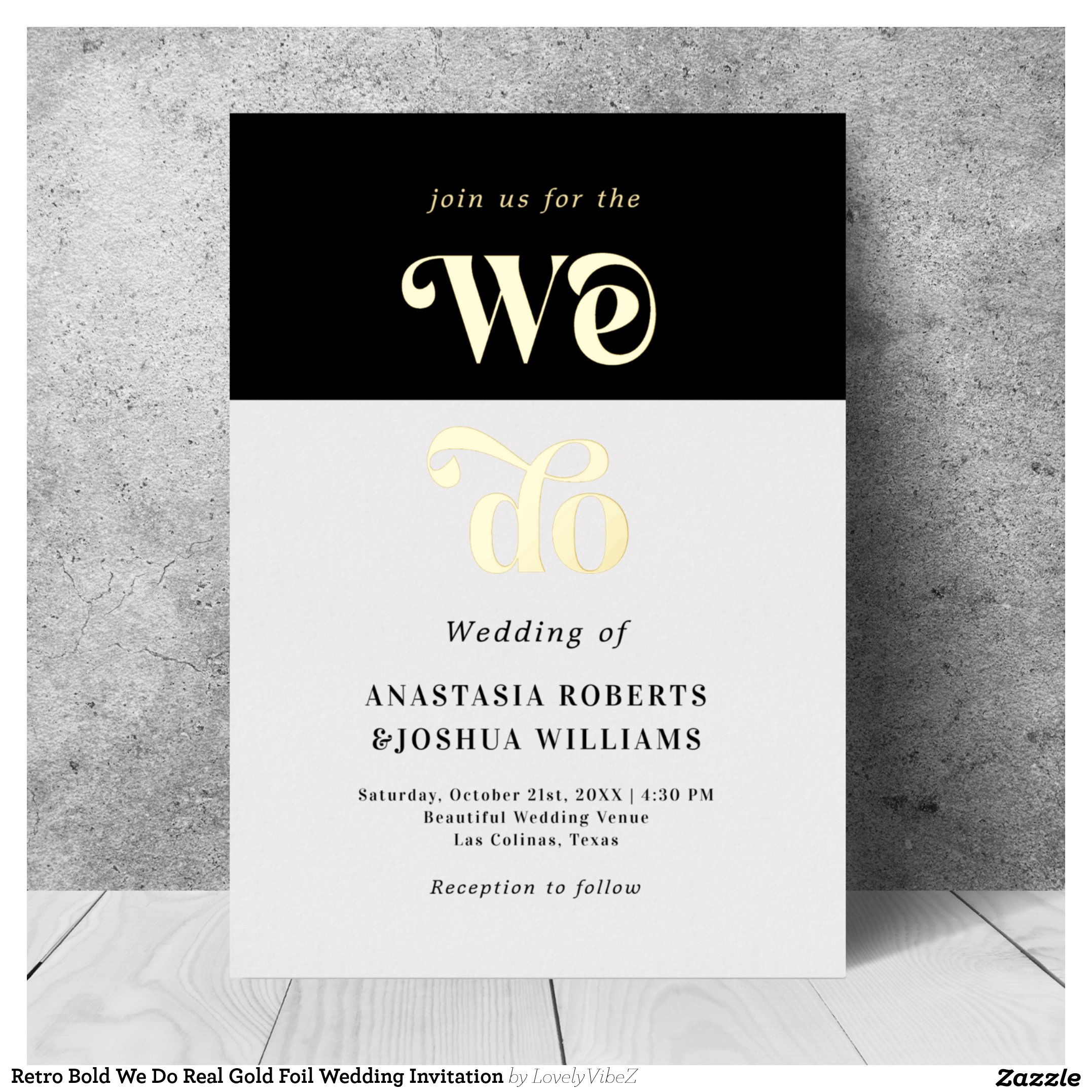 Retro Bold We Do Real Gold Foil Wedding Invitation Foil Invitation
