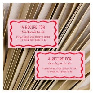 Retro Pink Red Bridal Shower Share A Recipe Enclosure Card