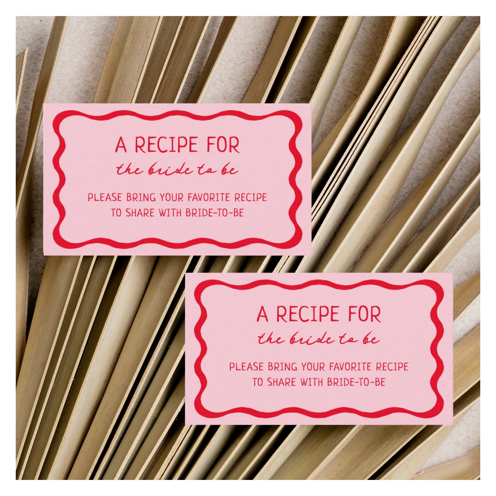 Retro Pink Red Bridal Shower Share A Recipe Enclosure Card