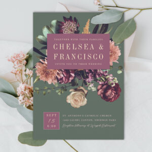 Richness of Spring Colorful Purple Green Wedding Invitation