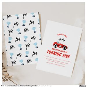 Ride on Over Car Racing Theme Birthday Invite