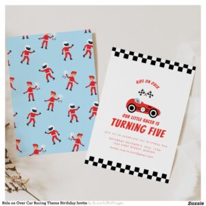 Ride on Over Car Racing Theme Birthday Invite