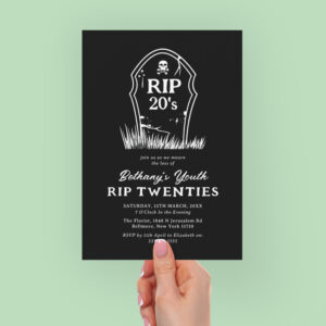 RIP 20s Black White 30th Birthday Party Invitation