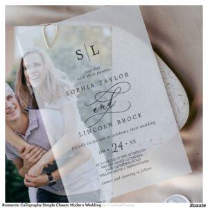 Romantic Calligraphy Simple Classic Modern Wedding Vellum Invitations
