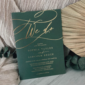 Romantic Gold Foil Emerald Flourish We Do Wedding Foil Invitation