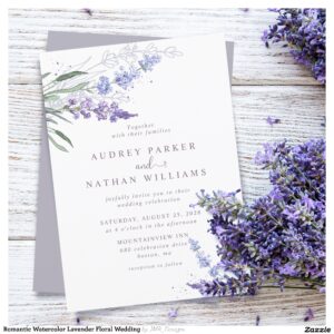 Romantic Watercolor Lavender Floral Wedding Invitation