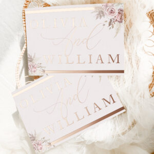 Rose Gold Blush Dusty Rose Pink Floral Wedding Foil Invitation