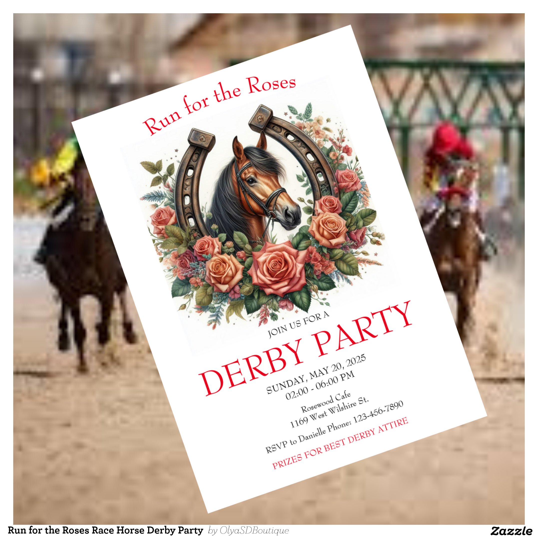 Run for the Roses Race Horse Derby Party Invitation