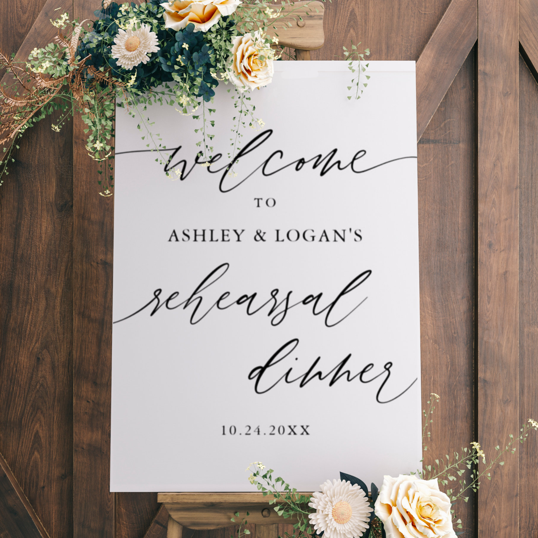 Rustic Elegant Rehearsal Dinner Welcome Sign