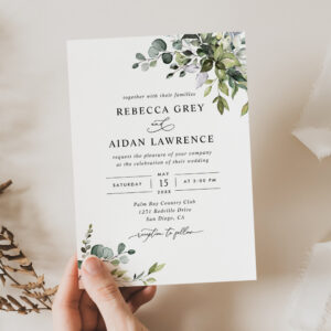 Rustic Eucalyptus Leaves Greenery Wedding Invitation