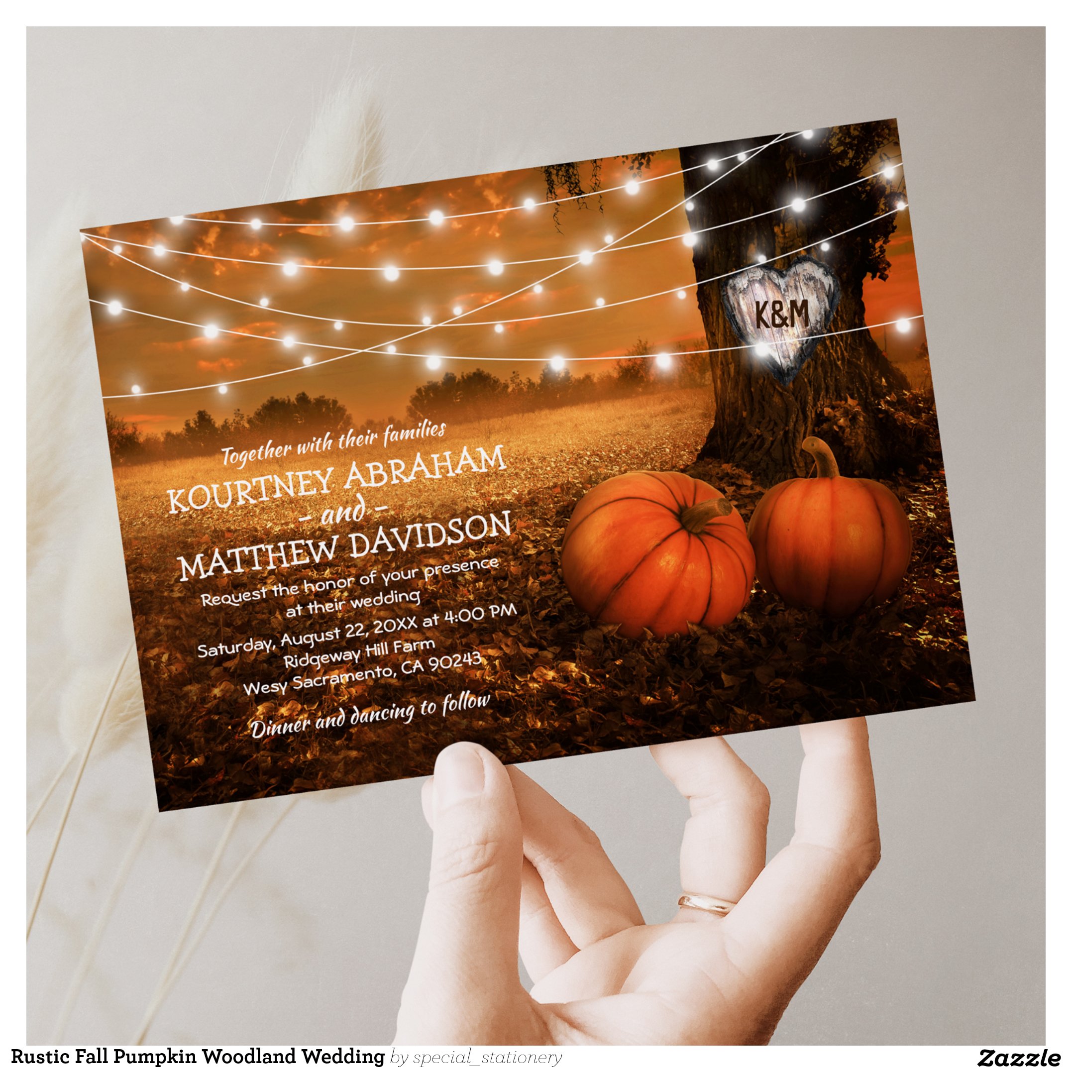 Rustic Fall Pumpkin Woodland Wedding Invitation