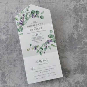 Rustic Lavender and Eucalyptus Wedding All In One Invitation