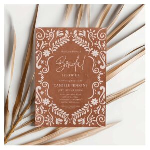 Rustic Mexican Papel Picado Bridal Shower Invitation