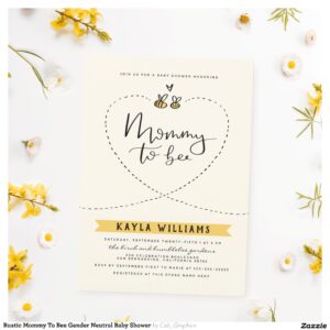 Rustic Mommy To Bee Gender Neutral Baby Shower Invitation