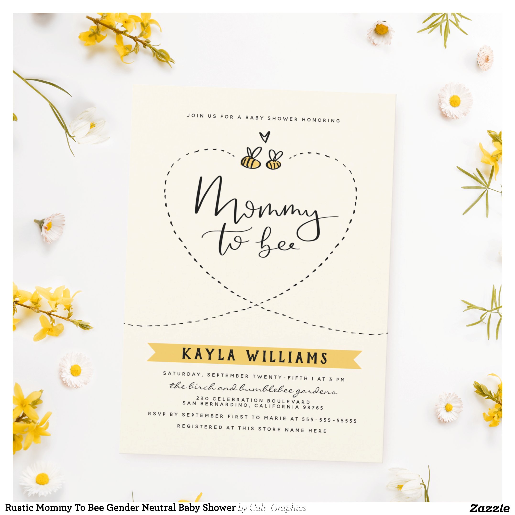 Rustic Mommy To Bee Gender Neutral Baby Shower Invitation