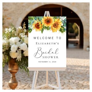 Rustic Sunflower Eucalyptus Bridal Shower Welcome Foam Board